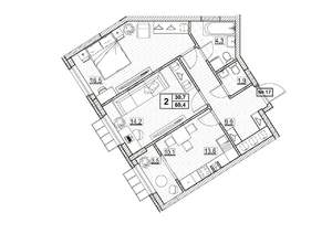 2-к квартира, вторичка, 60м2, 3/24 этаж