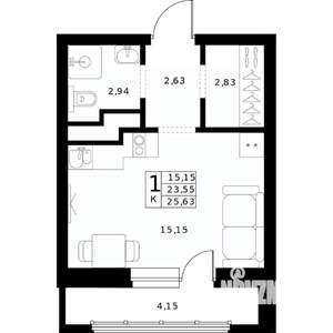 Студия квартира, строящийся дом, 26м2, 17/24 этаж