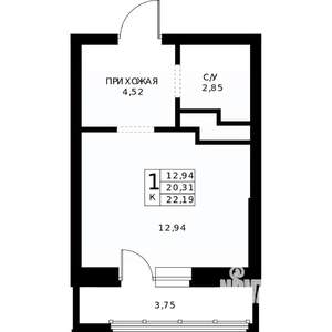 Студия квартира, вторичка, 22м2, 17/24 этаж