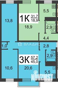 3-к квартира, вторичка, 57м2, 3/5 этаж