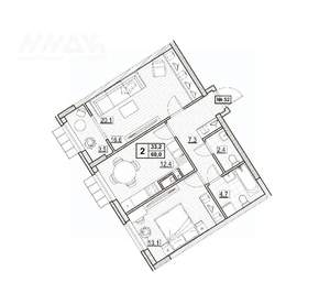 2-к квартира, вторичка, 60м2, 7/24 этаж