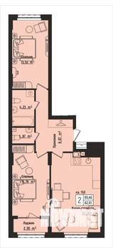 2-к квартира, вторичка, 65м2, 5/15 этаж