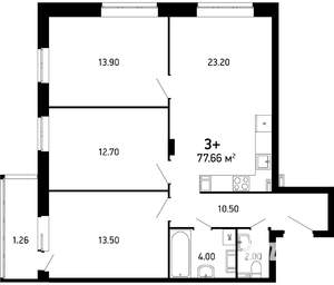 3-к квартира, вторичка, 79м2, 9/10 этаж