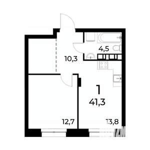 1-к квартира, вторичка, 41м2, 13/20 этаж