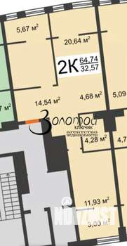 2-к квартира, вторичка, 65м2, 4/10 этаж