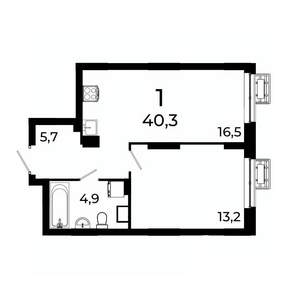 1-к квартира, вторичка, 40м2, 15/19 этаж