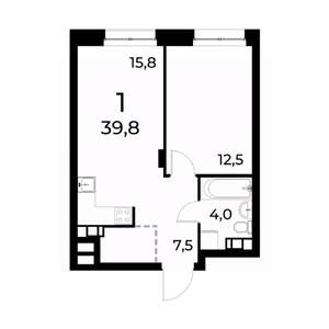 1-к квартира, вторичка, 40м2, 14/20 этаж