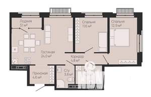 2-к квартира, строящийся дом, 68м2, 10/13 этаж