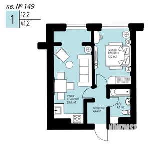 1-к квартира, вторичка, 41м2, 14/25 этаж