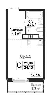1-к квартира, вторичка, 22м2, 4/17 этаж