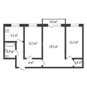 3-к квартира, вторичка, 43м2, 1/5 этаж