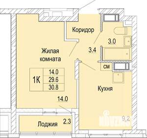 1-к квартира, вторичка, 31м2, 16/25 этаж