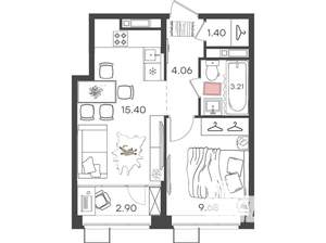 1-к квартира, вторичка, 37м2, 5/21 этаж