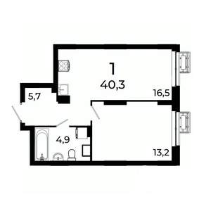 1-к квартира, вторичка, 40м2, 12/19 этаж