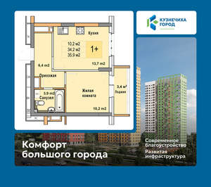 1-к квартира, вторичка, 36м2, 16/25 этаж