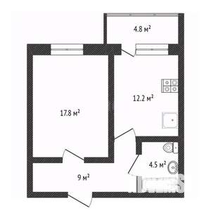 1-к квартира, вторичка, 44м2, 9/10 этаж