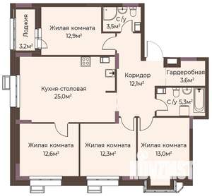 4-к квартира, вторичка, 102м2, 7/12 этаж