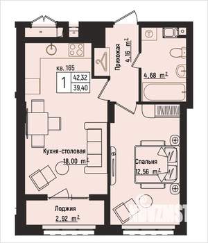 1-к квартира, вторичка, 42м2, 5/15 этаж