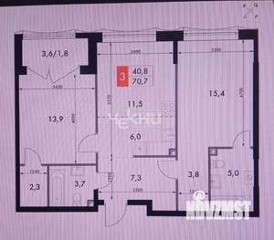 3-к квартира, вторичка, 71м2, 2/20 этаж