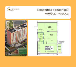 2-к квартира, вторичка, 63м2, 10/12 этаж