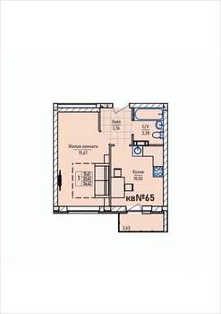 1-к квартира, строящийся дом, 34м2, 2/3 этаж