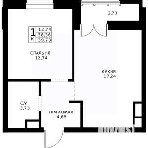 1-к квартира, строящийся дом, 40м2, 11/24 этаж