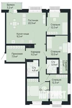 4-к квартира, вторичка, 112м2, 3/9 этаж