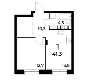 1-к квартира, вторичка, 41м2, 19/20 этаж
