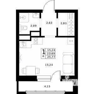 Студия квартира, вторичка, 26м2, 8/24 этаж