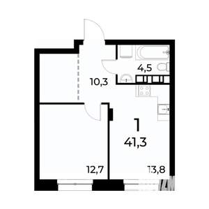 1-к квартира, вторичка, 41м2, 15/20 этаж