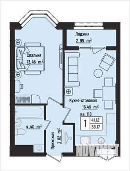 1-к квартира, вторичка, 41м2, 14/15 этаж
