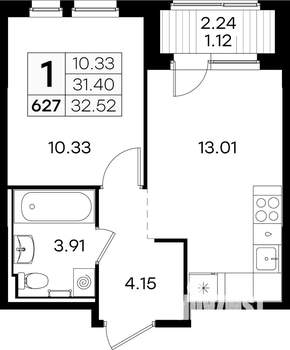1-к квартира, вторичка, 33м2, 3/9 этаж