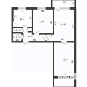 3-к квартира, вторичка, 68м2, 8/9 этаж