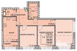 3-к квартира, вторичка, 68м2, 15/15 этаж