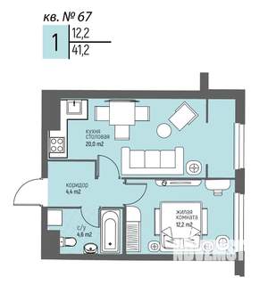 1-к квартира, вторичка, 41м2, 6/25 этаж