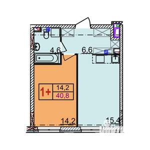 1-к квартира, вторичка, 41м2, 2/18 этаж
