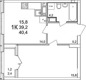 1-к квартира, вторичка, 40м2, 17/25 этаж