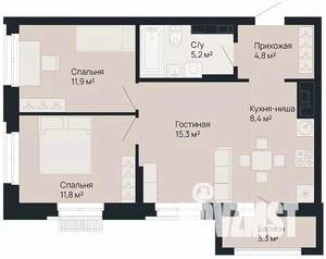 2-к квартира, вторичка, 58м2, 6/9 этаж