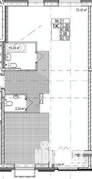 3-к квартира, строящийся дом, 82м2, 2/7 этаж