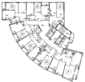 1-к квартира, строящийся дом, 53м2, 24/25 этаж