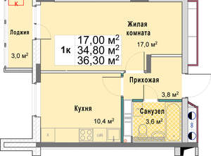 1-к квартира, вторичка, 36м2, 8/12 этаж