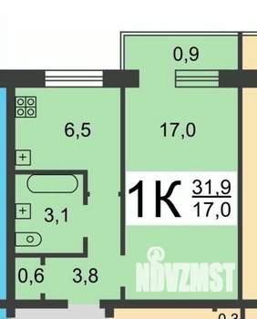 1-к квартира, вторичка, 31м2, 3/5 этаж