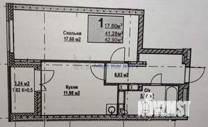 1-к квартира, вторичка, 45м2, 22/23 этаж