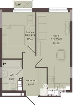 1-к квартира, строящийся дом, 41м2, 5/8 этаж