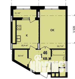 1-к квартира, строящийся дом, 55м2, 13/21 этаж