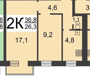 2-к квартира, вторичка, 37м2, 5/5 этаж