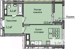 1-к квартира, вторичка, 41м2, 23/25 этаж