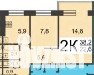 2-к квартира, вторичка, 38м2, 7/9 этаж
