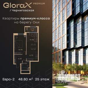 1-к квартира, вторичка, 49м2, 25/32 этаж