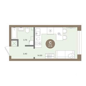 Студия квартира, вторичка, 21м2, 2/18 этаж